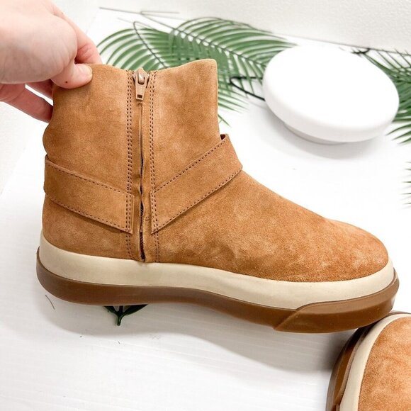 Free People Suede Bodhi Harness Boots 7.5 Brown Pull-On Ankle Fall NWOB - Picture 9 of 12